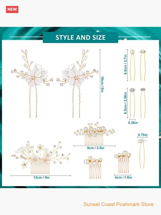 Bridal Hair Pins Pearl Rhinestone Flower Accessories Wedding